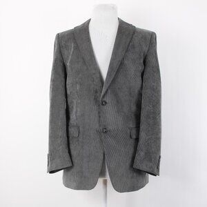 Calvin Klein Sz 40L Dark Gray Fine Wale Corduroy Polyester Blend Blazer Jacket